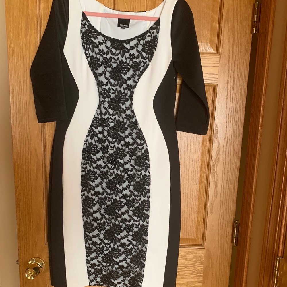 Black and white dress.